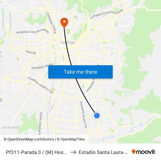 Pf311-Parada 3 / (M) Hospital Sótero Del Río to Estadio Santa Laura-Universidad Sek map