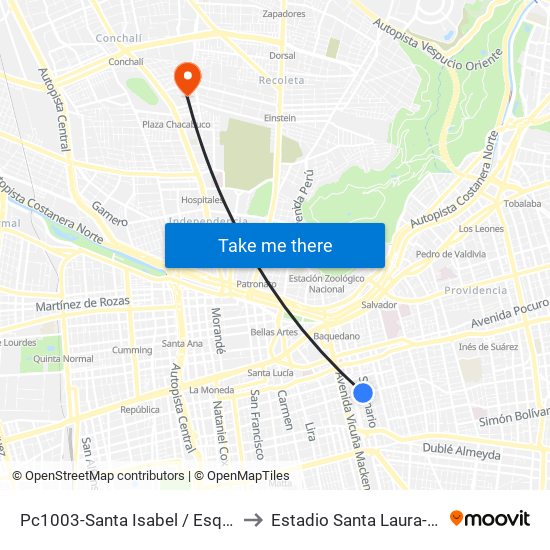 Pc1003-Santa Isabel / Esq. Avenida Seminario to Estadio Santa Laura-Universidad Sek map