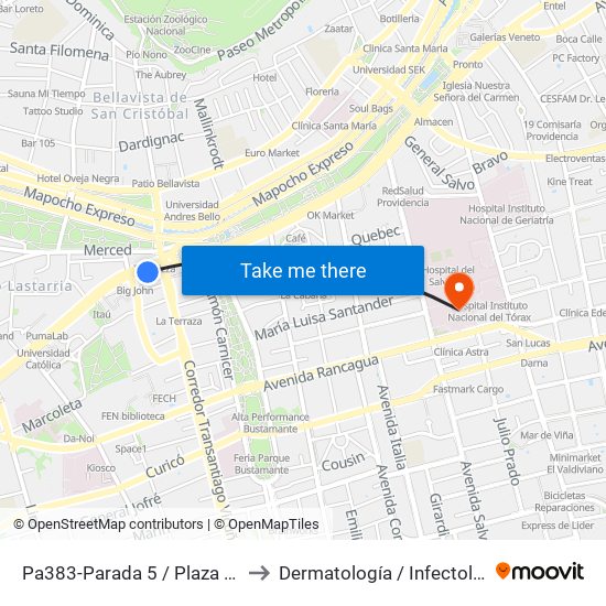 Pa383-Parada 5 / Plaza Italia to Dermatología / Infectología map