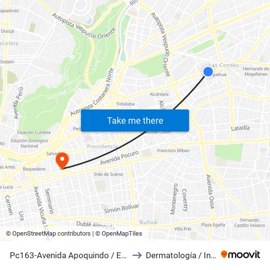 Pc163-Avenida Apoquindo / Esq. La Capitanía to Dermatología / Infectología map