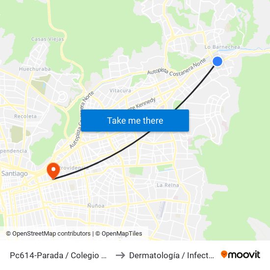 Pc614-Parada / Colegio Hebreo to Dermatología / Infectología map