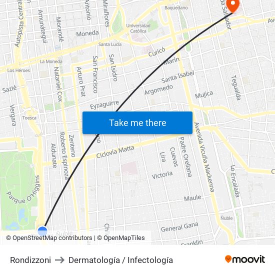 Rondizzoni to Dermatología / Infectología map