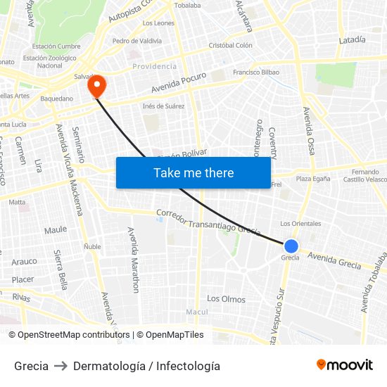 Grecia to Dermatología / Infectología map