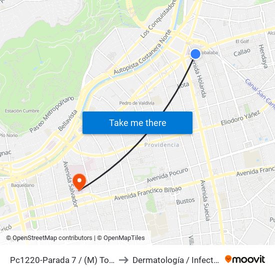 Pc1220-Parada 7 / (M) Tobalaba to Dermatología / Infectología map