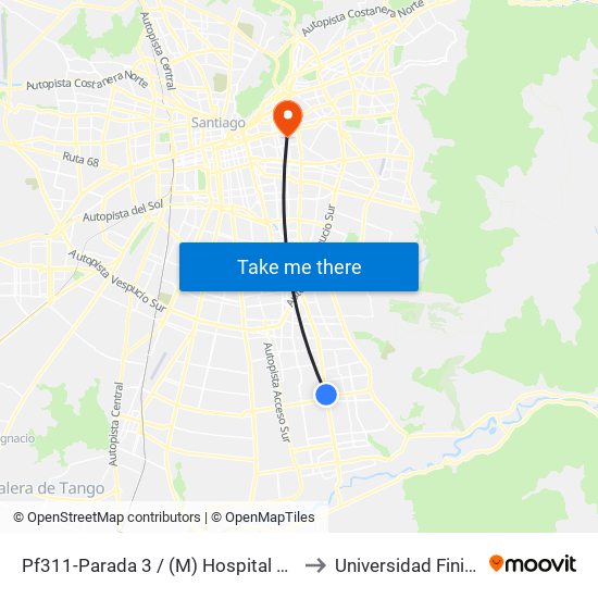 Pf311-Parada 3 / (M) Hospital Sótero Del Río to Universidad Finis Terrae map