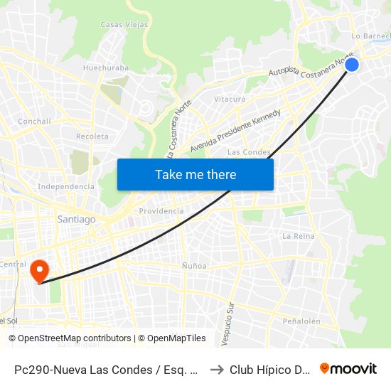 Pc290-Nueva Las Condes / Esq. Sn. Francisco De Asís to Club Hípico De Santiago map