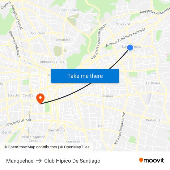 Manquehue to Club Hípico De Santiago map
