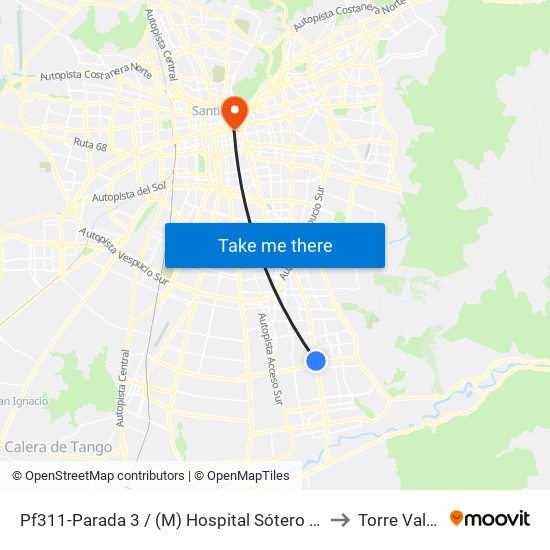 Pf311-Parada 3 / (M) Hospital Sótero Del Río to Torre Valech map