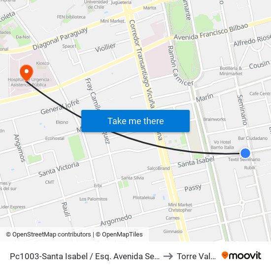 Pc1003-Santa Isabel / Esq. Avenida Seminario to Torre Valech map