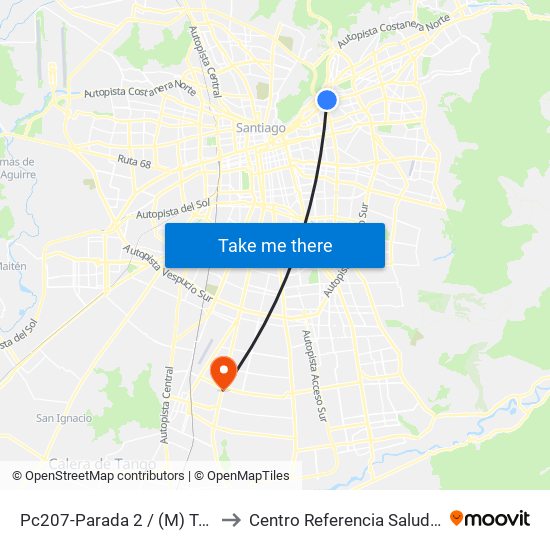 Pc207-Parada 2 / (M) Tobalaba to Centro Referencia Salud El Pino map