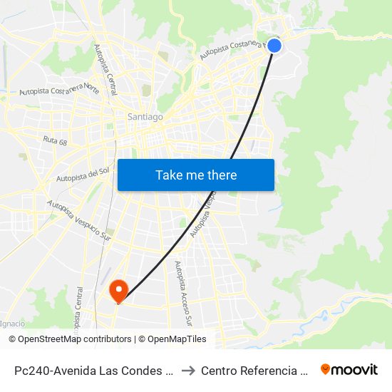 Pc240-Avenida Las Condes / Esq. Pamplona to Centro Referencia Salud El Pino map
