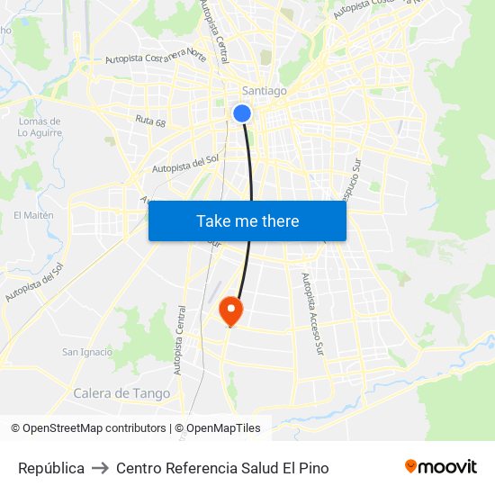 República to Centro Referencia Salud El Pino map