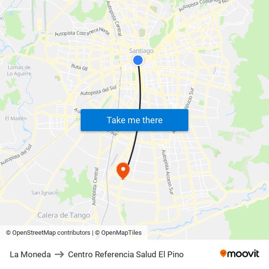 La Moneda to Centro Referencia Salud El Pino map