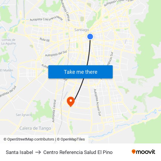 Santa Isabel to Centro Referencia Salud El Pino map