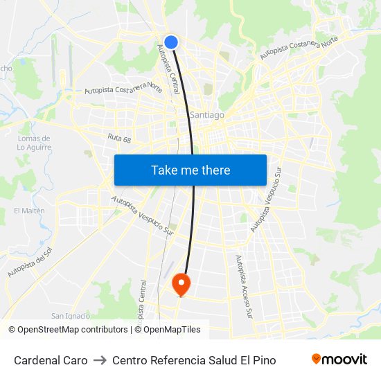 Cardenal Caro to Centro Referencia Salud El Pino map