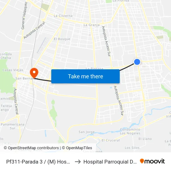 Pf311-Parada 3 / (M) Hospital Sótero Del Río to Hospital Parroquial De San Bernardo map