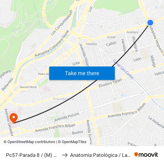 Pc57-Parada 8 / (M) Escuela Militar to Anatomía Patológica / Lab Microbiología map