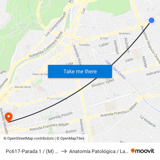 Pc617-Parada 1 / (M) Escuela Militar to Anatomía Patológica / Lab Microbiología map