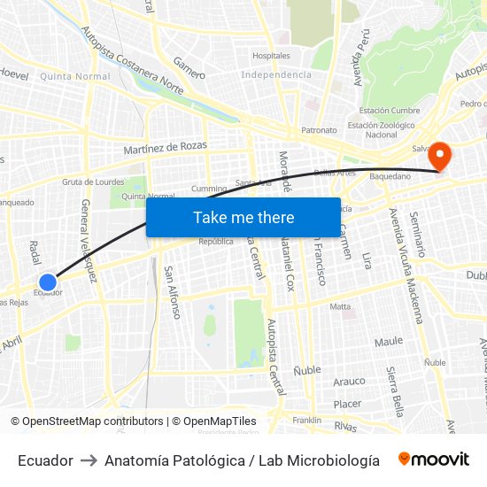 Ecuador to Anatomía Patológica / Lab Microbiología map