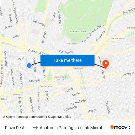 Plaza De Armas to Anatomía Patológica / Lab Microbiología map