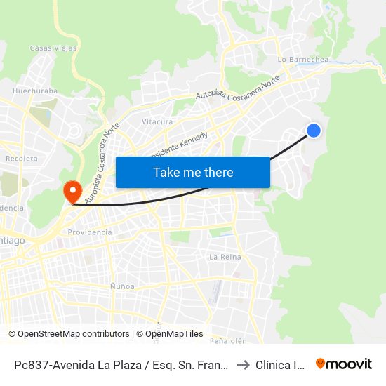 Pc837-Avenida La Plaza / Esq. Sn. Francisco De Asís to Clínica Indisa map