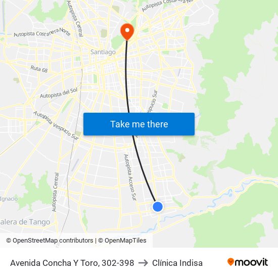Avenida Concha Y Toro, 302-398 to Clínica Indisa map