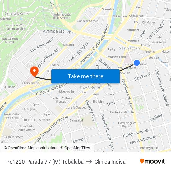 Pc1220-Parada 7 / (M) Tobalaba to Clínica Indisa map