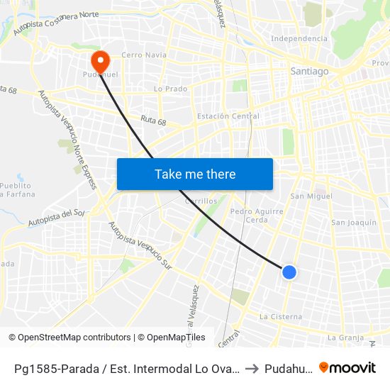 Pg1585-Parada / Est. Intermodal Lo Ovalle to Pudahuel map