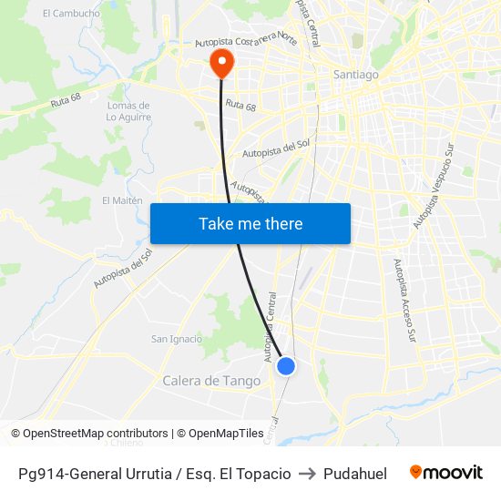 Pg914-General Urrutia / Esq. El Topacio to Pudahuel map