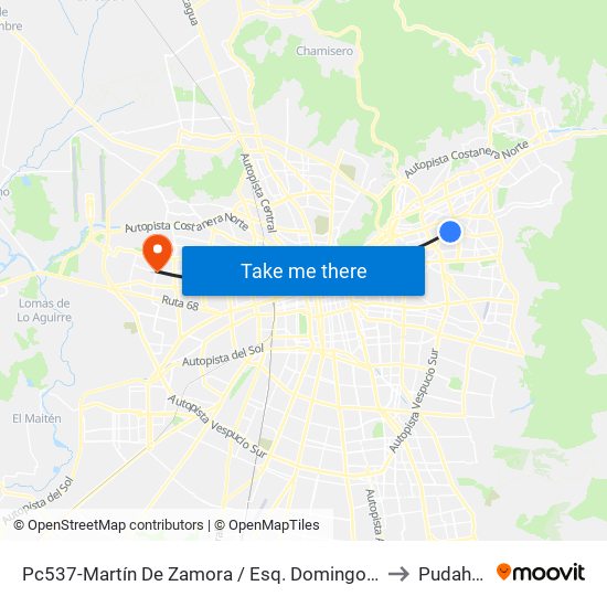 Pc537-Martín De Zamora / Esq. Domingo Bondi to Pudahuel map
