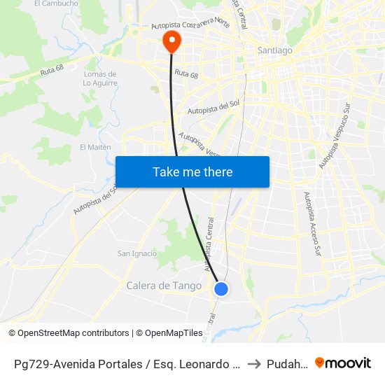 Pg729-Avenida Portales / Esq. Leonardo Da Vinci to Pudahuel map