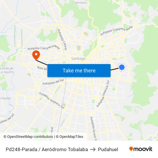 Pd248-Parada / Aeródromo Tobalaba to Pudahuel map