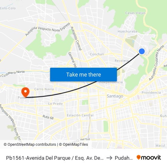 Pb1561-Avenida Del Parque / Esq. Av. Del Valle to Pudahuel map