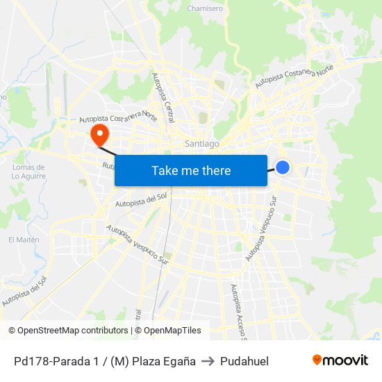 Pd178-Parada 1 / (M) Plaza Egaña to Pudahuel map