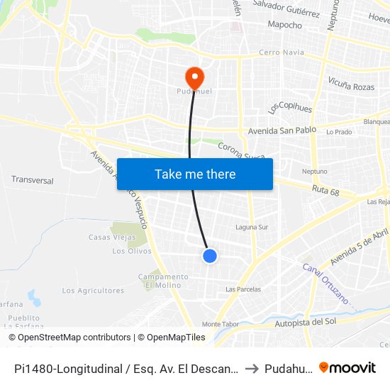 Pi1480-Longitudinal / Esq. Av. El Descanso to Pudahuel map