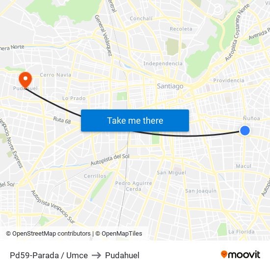 Pd59-Parada / Umce to Pudahuel map