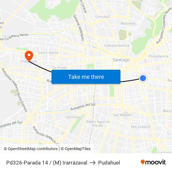 Pd326-Parada 14 / (M) Irarrázaval to Pudahuel map