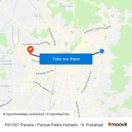 Pd1007-Parada / Parque Padre Hurtado to Pudahuel map