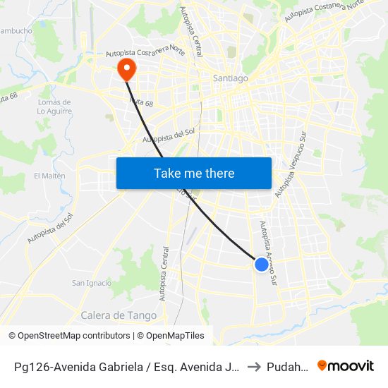 Pg126-Avenida Gabriela / Esq. Avenida Juanita to Pudahuel map