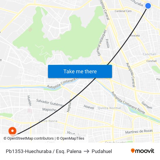 Pb1353-Huechuraba / Esq. Palena to Pudahuel map