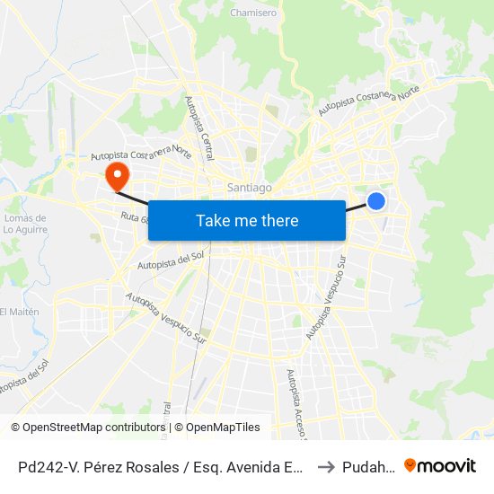 Pd242-V. Pérez Rosales / Esq. Avenida Echeñique to Pudahuel map