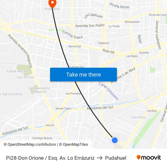 Pi28-Don Orione / Esq. Av. Lo Errázuriz to Pudahuel map