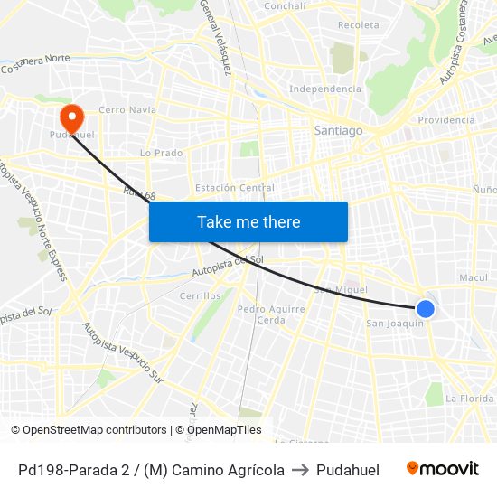 Pd198-Parada 2 / (M) Camino Agrícola to Pudahuel map