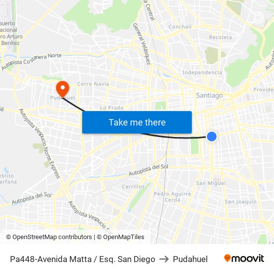 Pa448-Avenida Matta / Esq. San Diego to Pudahuel map