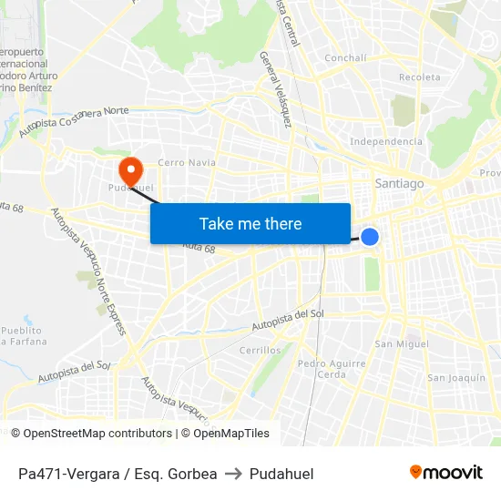 Pa471-Vergara / Esq. Gorbea to Pudahuel map