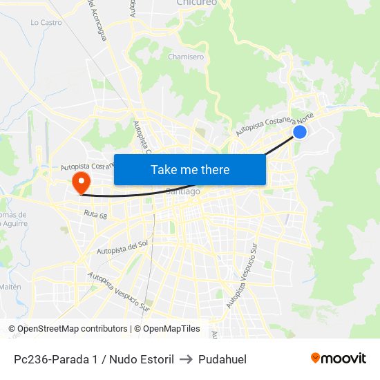 Pc236-Parada 1 / Nudo Estoril to Pudahuel map