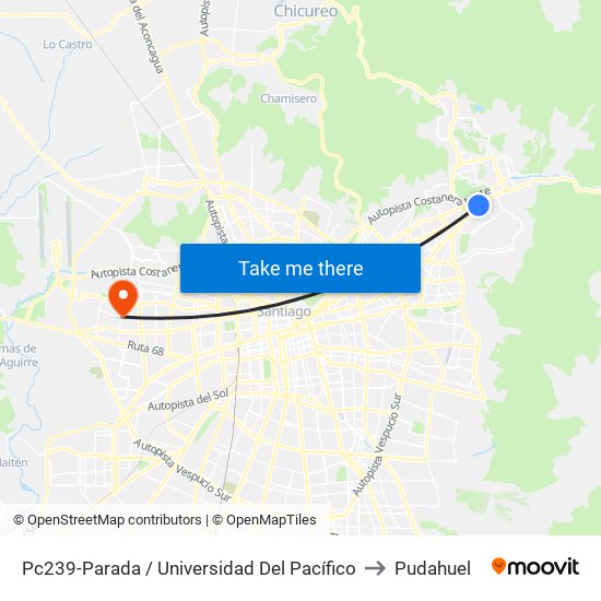 Pc239-Parada / Universidad Del Pacífico to Pudahuel map