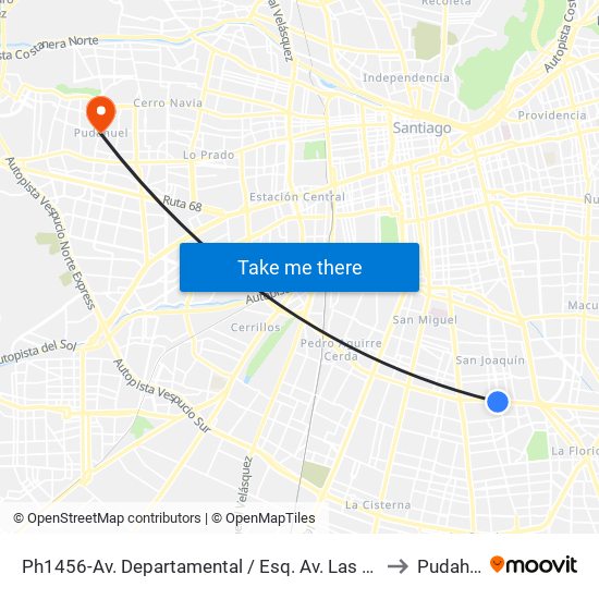 Ph1456-Av. Departamental / Esq. Av. Las Industrias to Pudahuel map