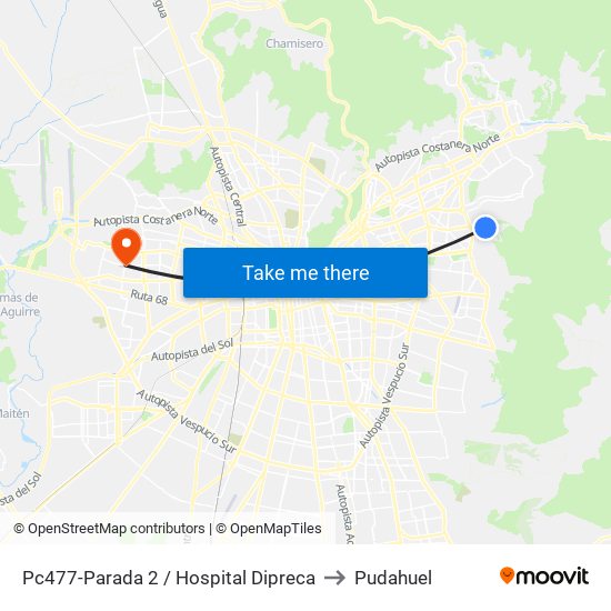 Pc477-Parada 2 / Hospital Dipreca to Pudahuel map