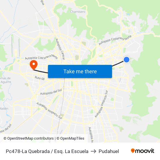 Pc478-La Quebrada / Esq. La Escuela to Pudahuel map